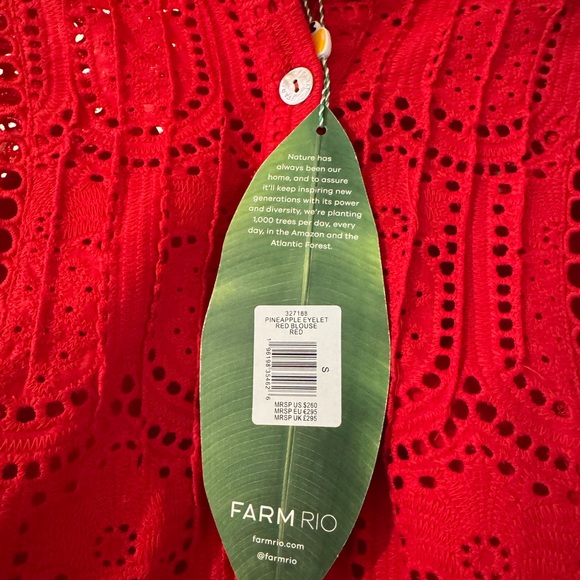 FARM Rio Red Eyelet Pineapple-Pattern Blouse - Picture 3 of 5